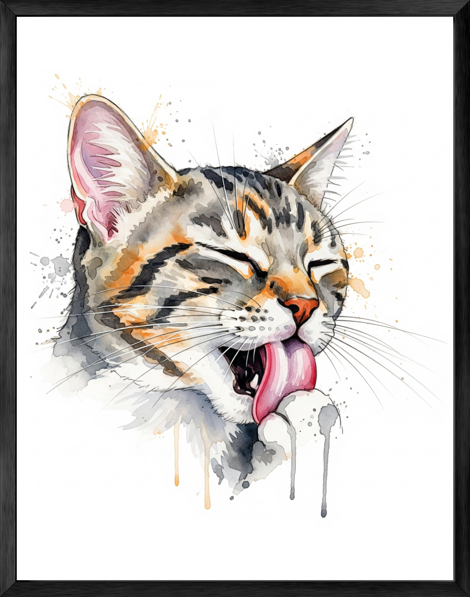 Cat Grooming Watercolor