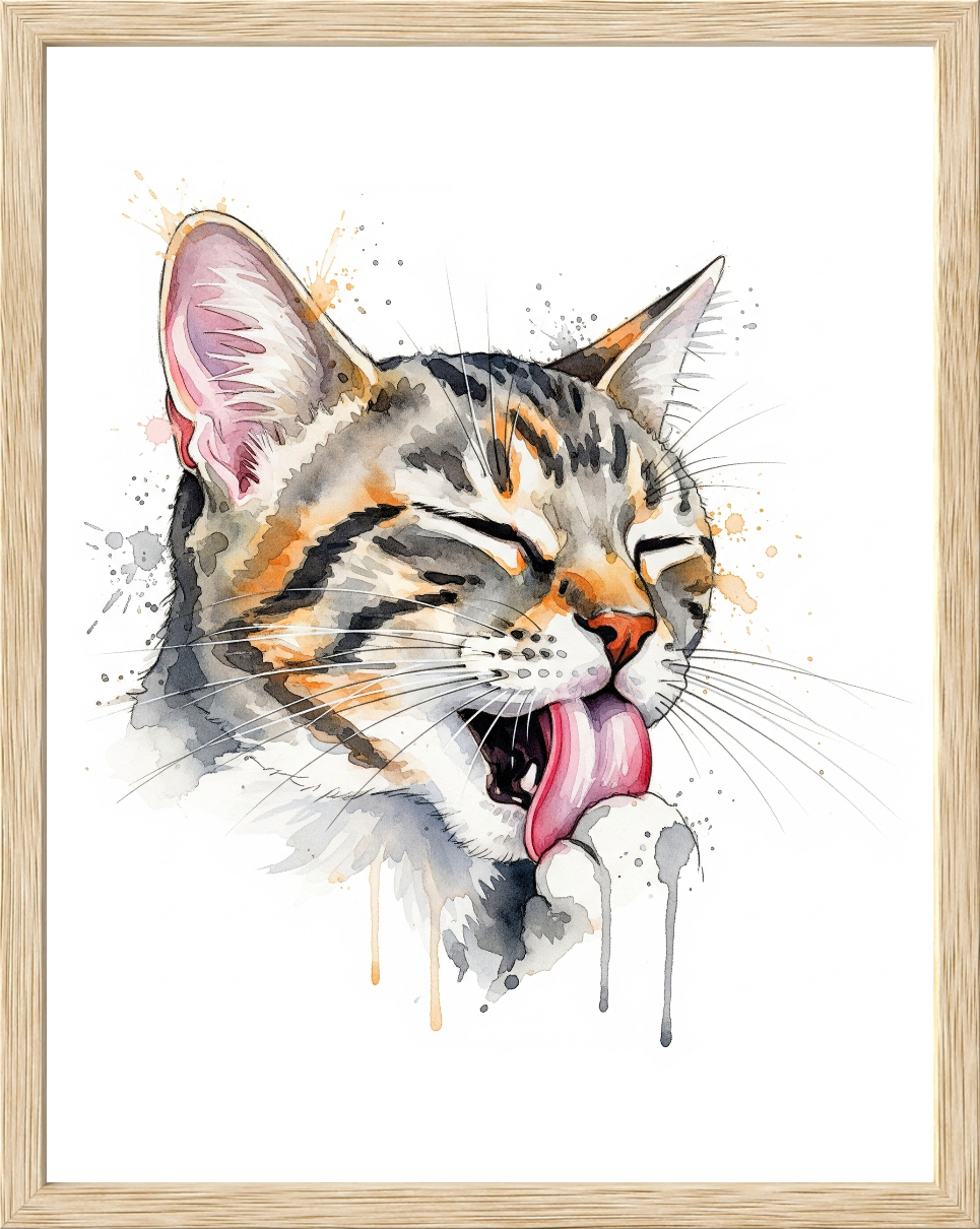 Cat Grooming Watercolor