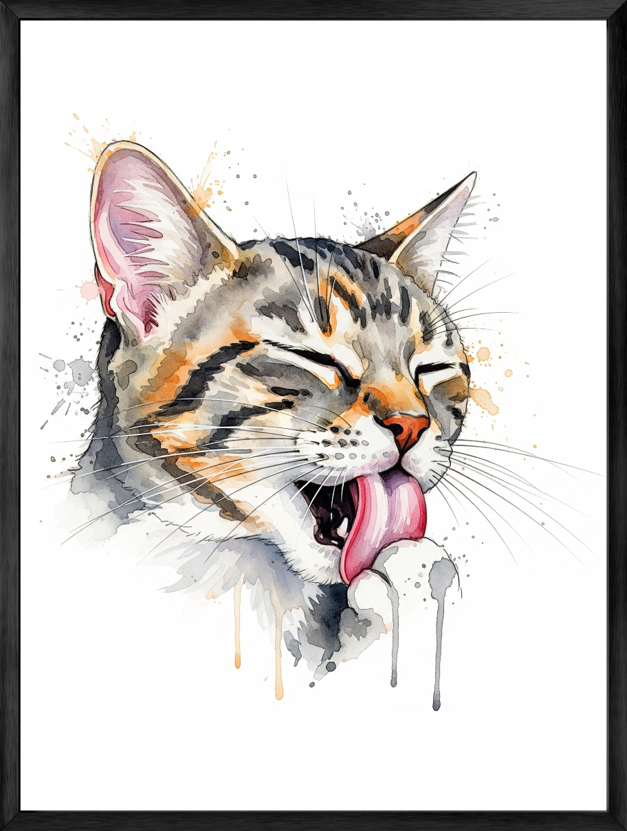 Cat Grooming Watercolor