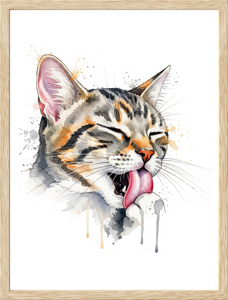 Cat Grooming Watercolor