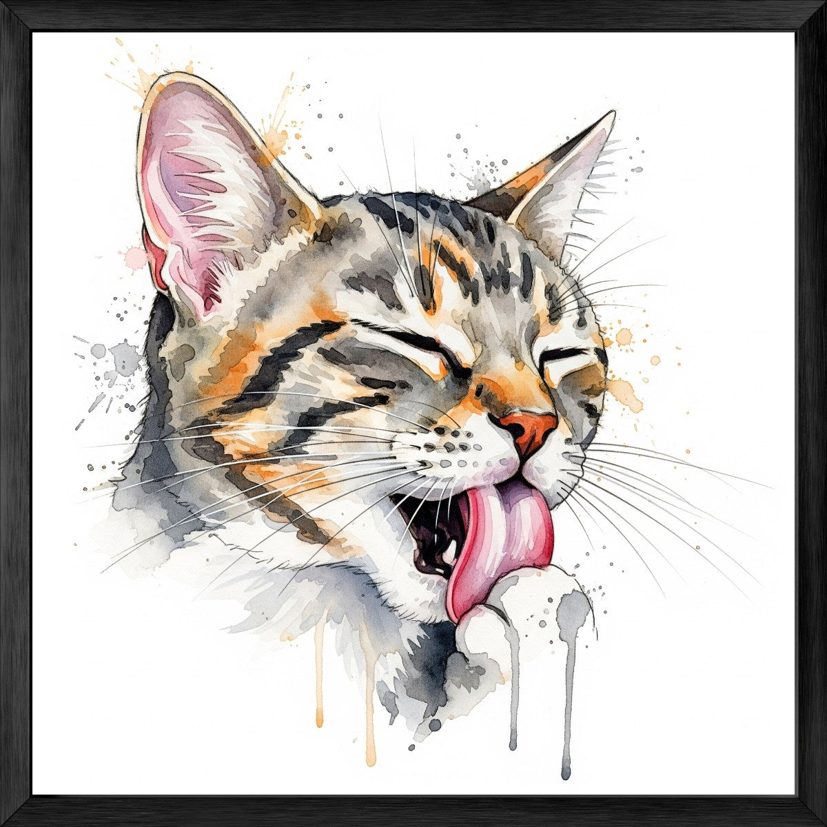Cat Grooming Watercolor