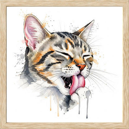Cat Grooming Watercolor