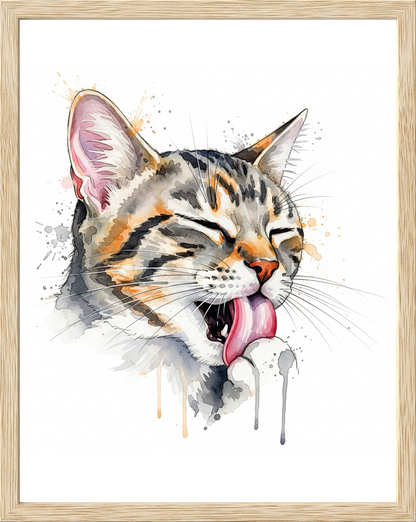 Cat Grooming Watercolor