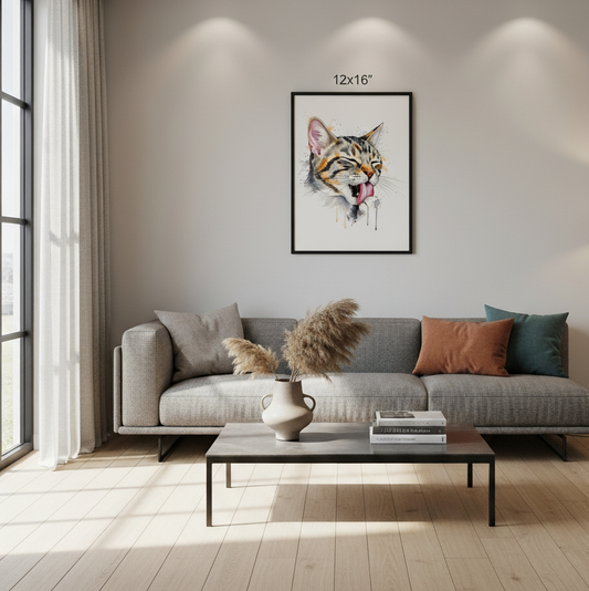 Cat Grooming Watercolor